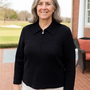 St. John Basics Classic Black Women's Jacket knit zip up cardigan